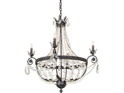 Meyda Antonia 4-Light Traditional Chandelier in Chestnut Brown with Crystal Accents