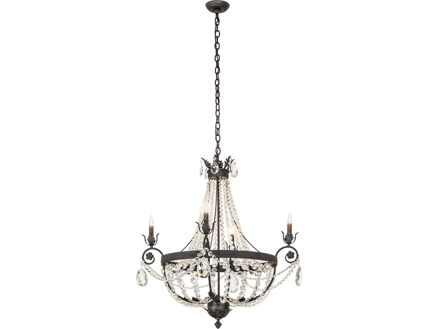 Meyda Antonia 4-Light Traditional Chandelier in Chestnut Brown with Crystal Accents