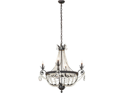 Meyda Antonia 4-Light Traditional Chandelier in Chestnut Brown with Crystal Accents