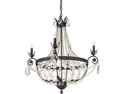 Meyda Antonia 4-Light Traditional Chandelier in Chestnut Brown with Crystal Accents