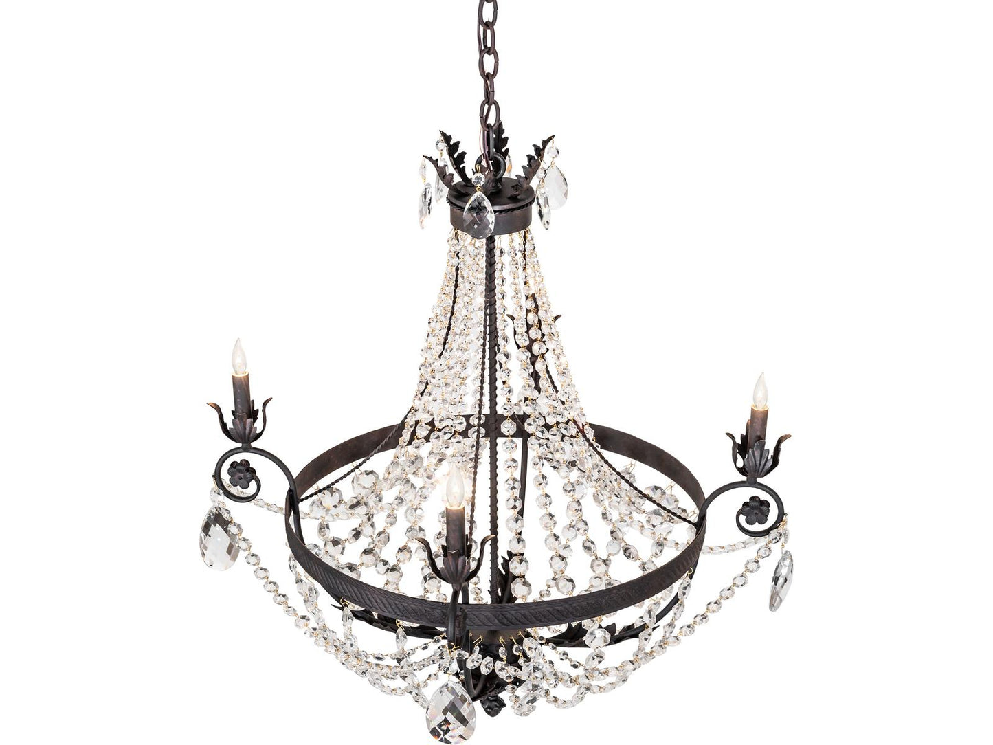 Meyda Antonia 4-Light Traditional Chandelier in Chestnut Brown with Crystal Accents