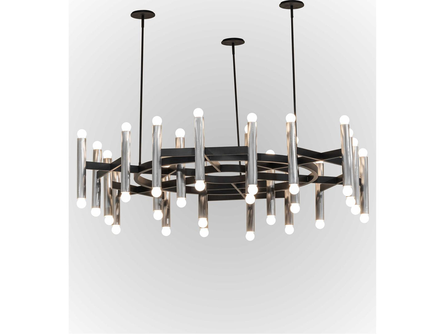Meyda Byron 48-Light Chandelier Flat Black Brushed Stainless Steel