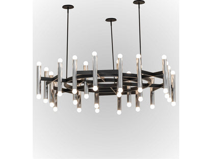Meyda Byron 48-Light Chandelier Flat Black Brushed Stainless Steel