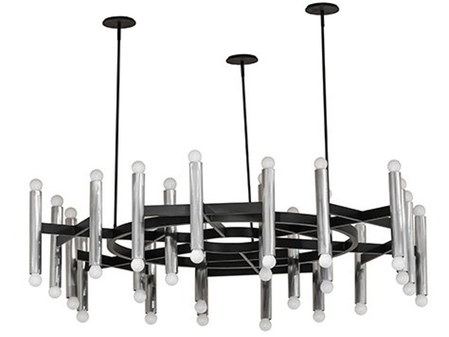 Meyda Byron 48-Light Chandelier Flat Black Brushed Stainless Steel