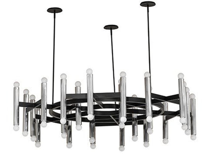 Meyda Byron 48-Light Chandelier Flat Black Brushed Stainless Steel