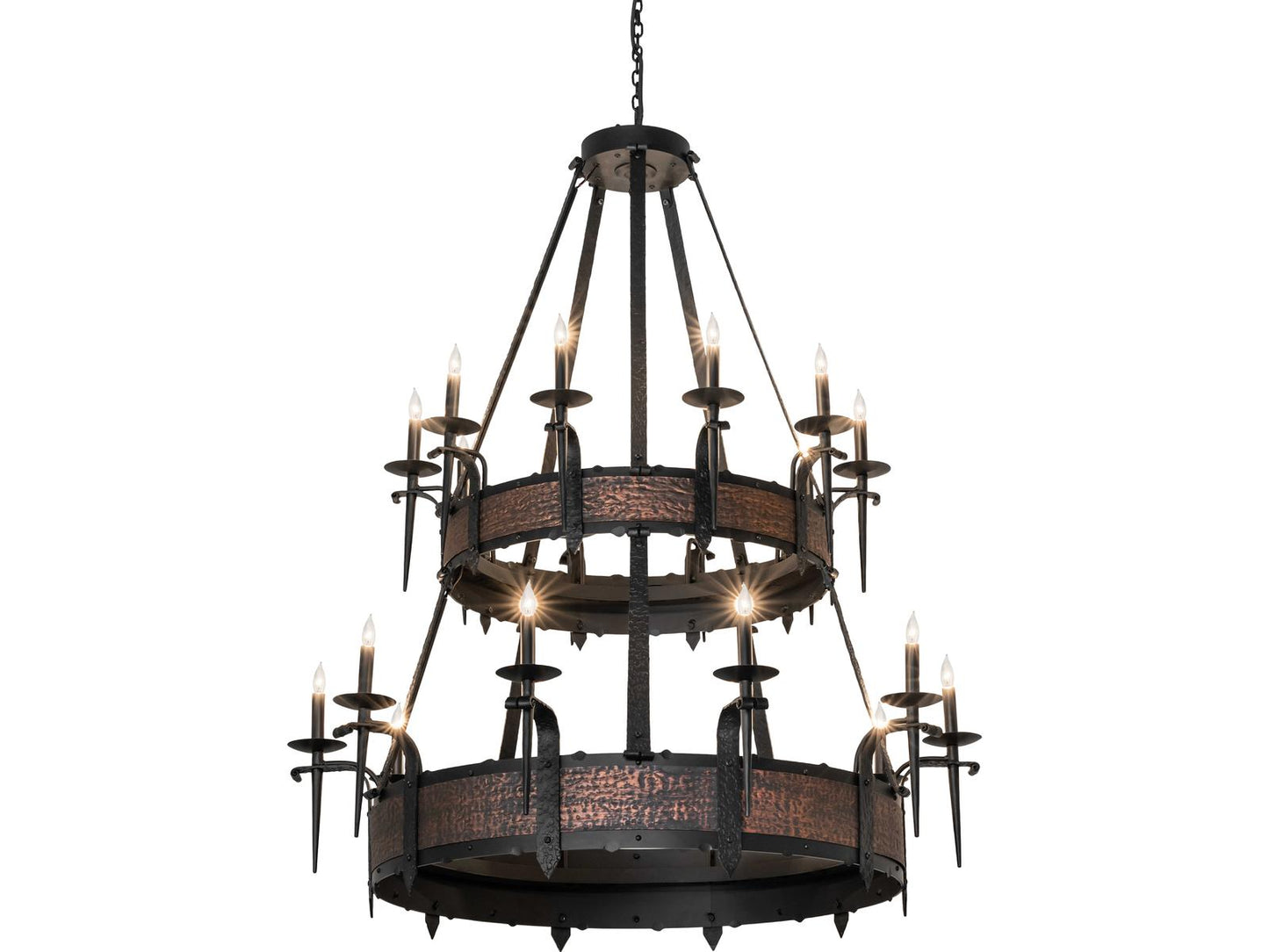 Meyda Costello 20-Light Flat Black Textured Copper Traditional Tiered Chandelier