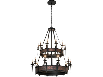 Meyda Costello 20-Light Flat Black Textured Copper Traditional Tiered Chandelier