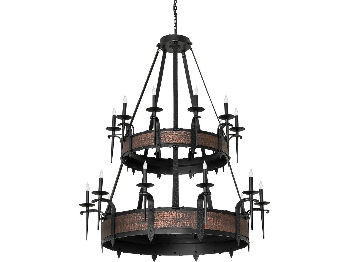 Meyda Costello 20-Light Flat Black Textured Copper Traditional Tiered Chandelier