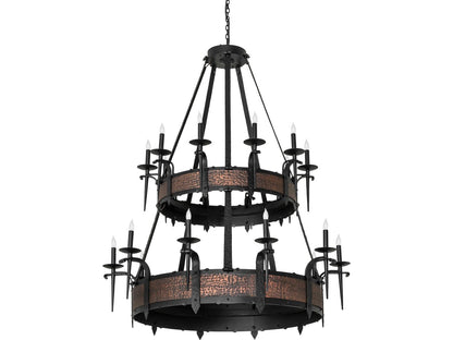 Meyda Costello 20-Light Flat Black Textured Copper Traditional Tiered Chandelier