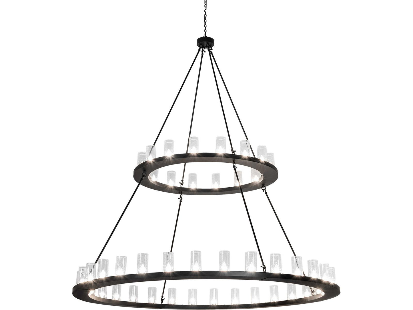 Meyda Loxley 48-Light Tiered Chandelier with Clear Seeded Glass in Flat Black