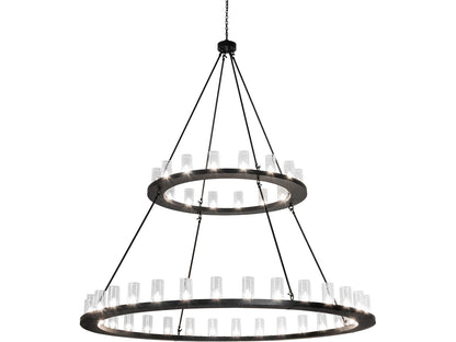 Meyda Loxley 48-Light Tiered Chandelier with Clear Seeded Glass in Flat Black