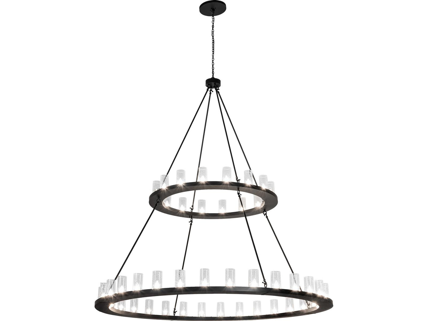 Meyda Loxley 48-Light Tiered Chandelier with Clear Seeded Glass in Flat Black