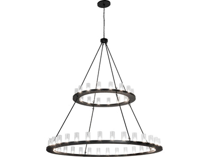Meyda Loxley 48-Light Tiered Chandelier with Clear Seeded Glass in Flat Black