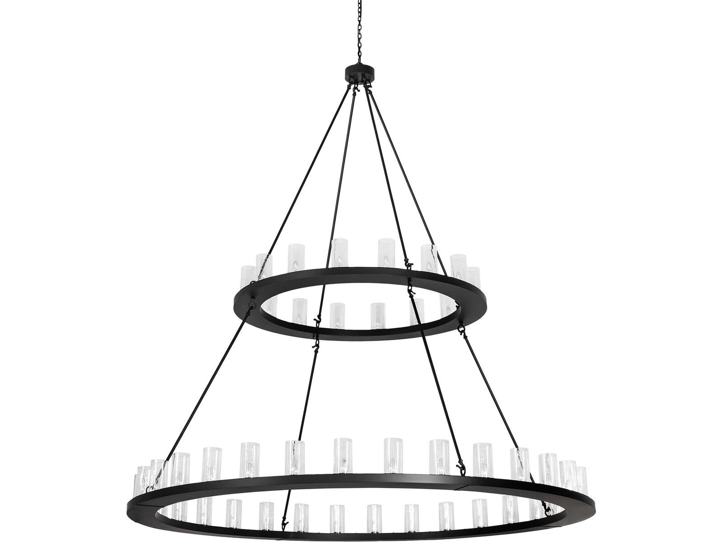 Meyda Loxley 48-Light Tiered Chandelier with Clear Seeded Glass in Flat Black