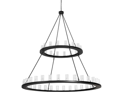 Meyda Loxley 48-Light Tiered Chandelier with Clear Seeded Glass in Flat Black