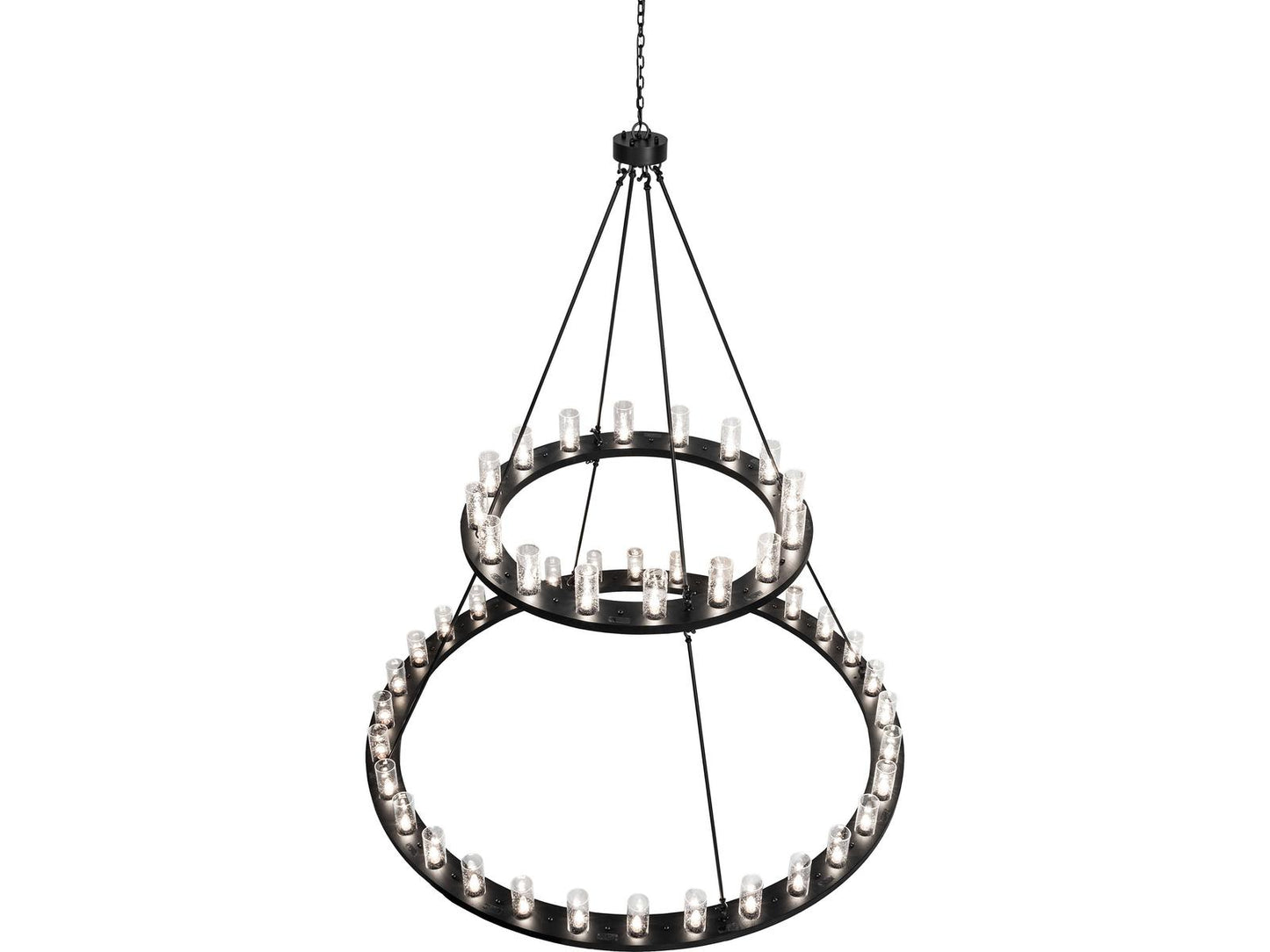 Meyda Loxley 48-Light Tiered Chandelier with Clear Seeded Glass in Flat Black