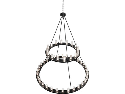 Meyda Loxley 48-Light Tiered Chandelier with Clear Seeded Glass in Flat Black