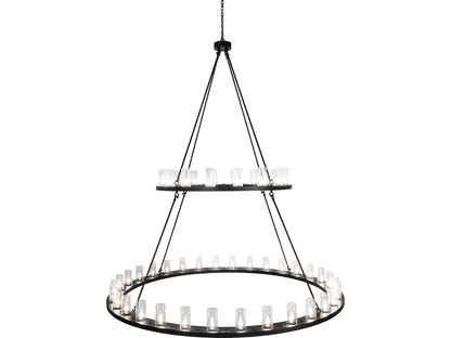 Meyda Loxley 48-Light Tiered Chandelier with Clear Seeded Glass in Flat Black