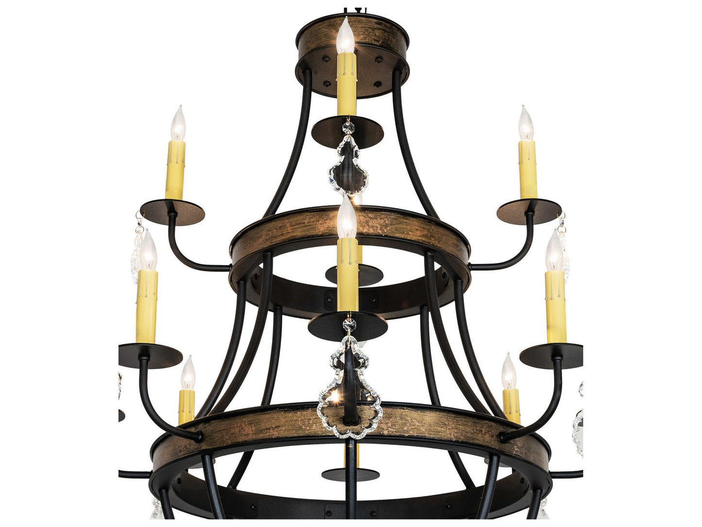 Meyda Georgetown 12-Light Traditional Chandelier in Textured Black and Brushed Gold