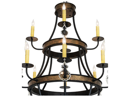 Meyda Georgetown 12-Light Traditional Chandelier in Textured Black and Brushed Gold