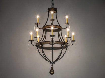 Meyda Georgetown 12-Light Traditional Chandelier in Textured Black and Brushed Gold