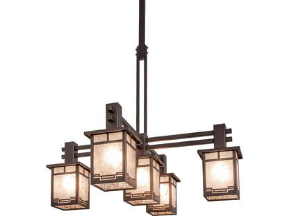Meyda Roylance 5-Light Geometric Chandelier in Mahogany Bronze with Silver Mica
