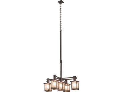 Meyda Roylance 5-Light Geometric Chandelier in Mahogany Bronze with Silver Mica
