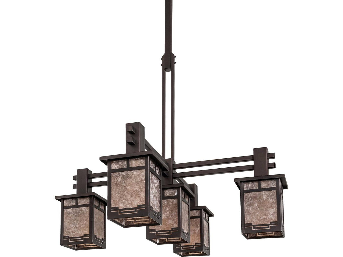 Meyda Roylance 5-Light Geometric Chandelier in Mahogany Bronze with Silver Mica