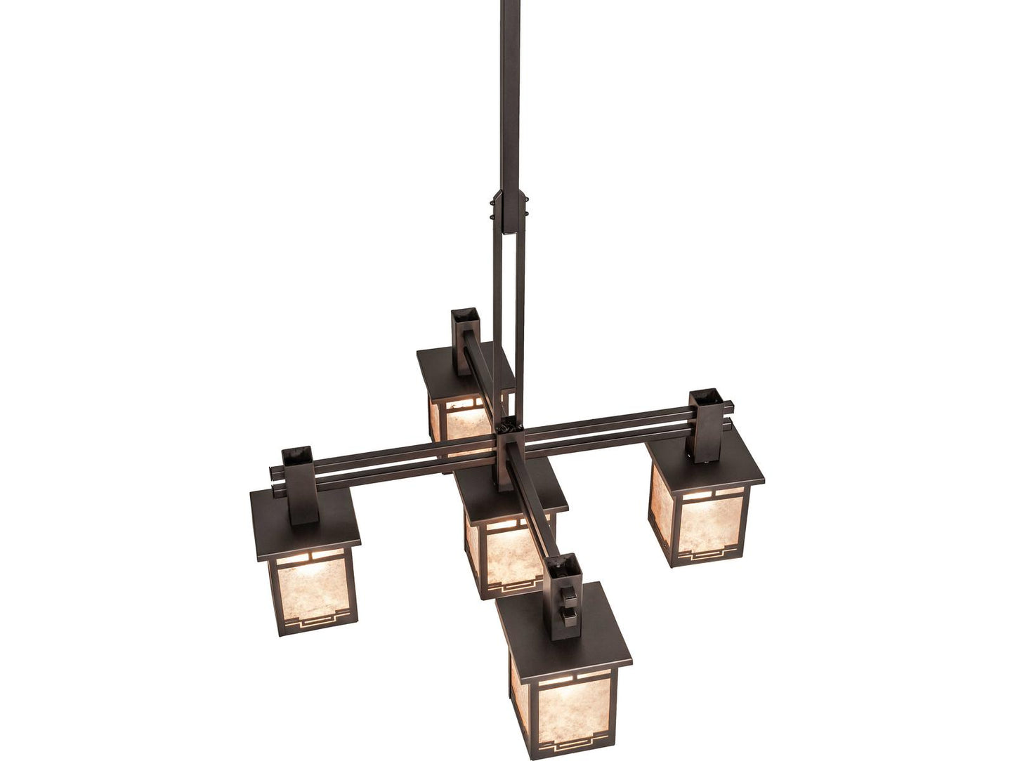 Meyda Roylance 5-Light Geometric Chandelier in Mahogany Bronze with Silver Mica
