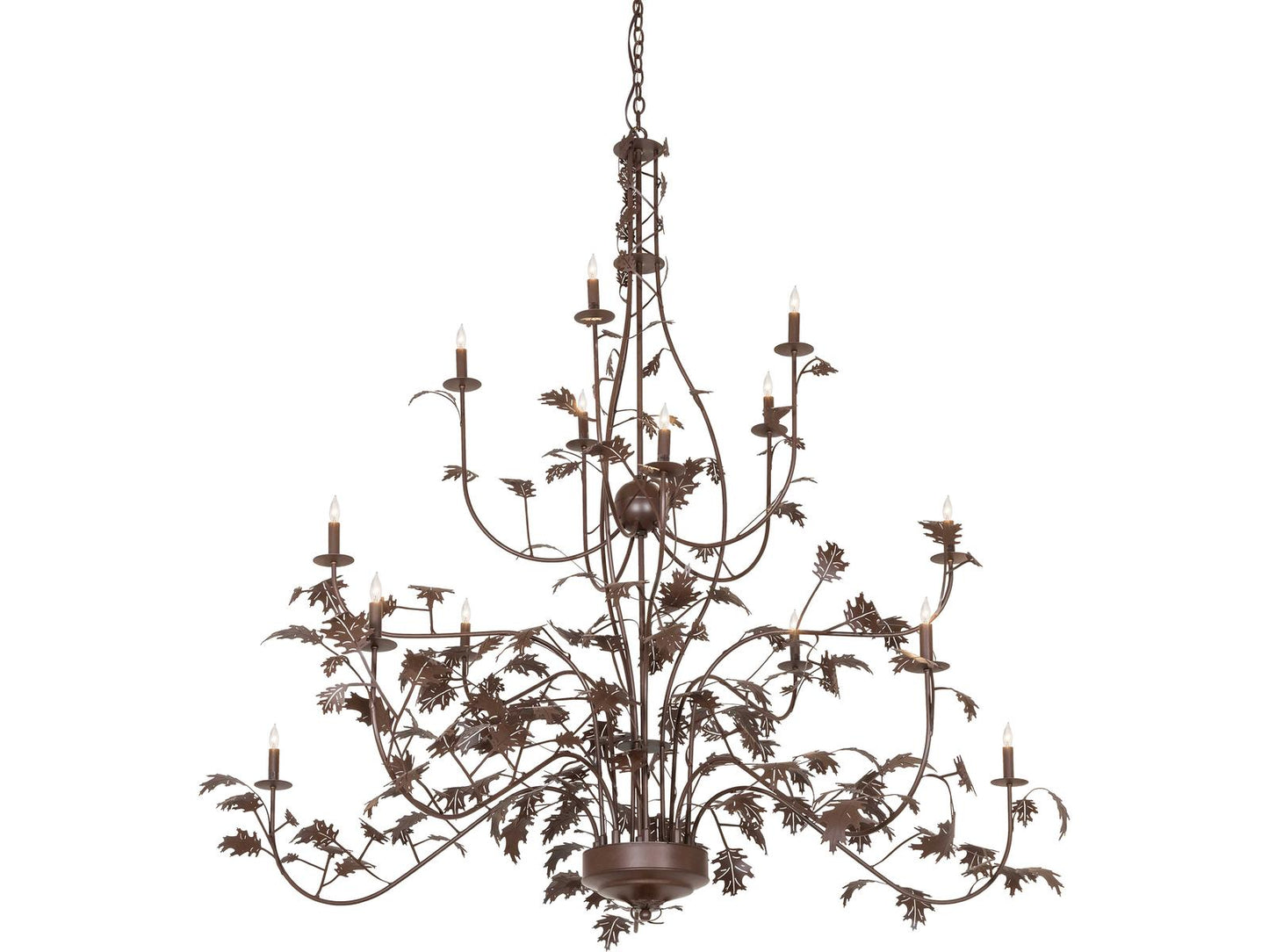 Meyda Oak Leaf 15-Light Traditional Tiered Chandelier in Cafe Noir