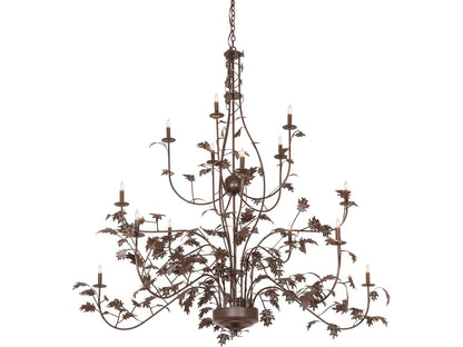 Meyda Oak Leaf 15-Light Traditional Tiered Chandelier in Cafe Noir