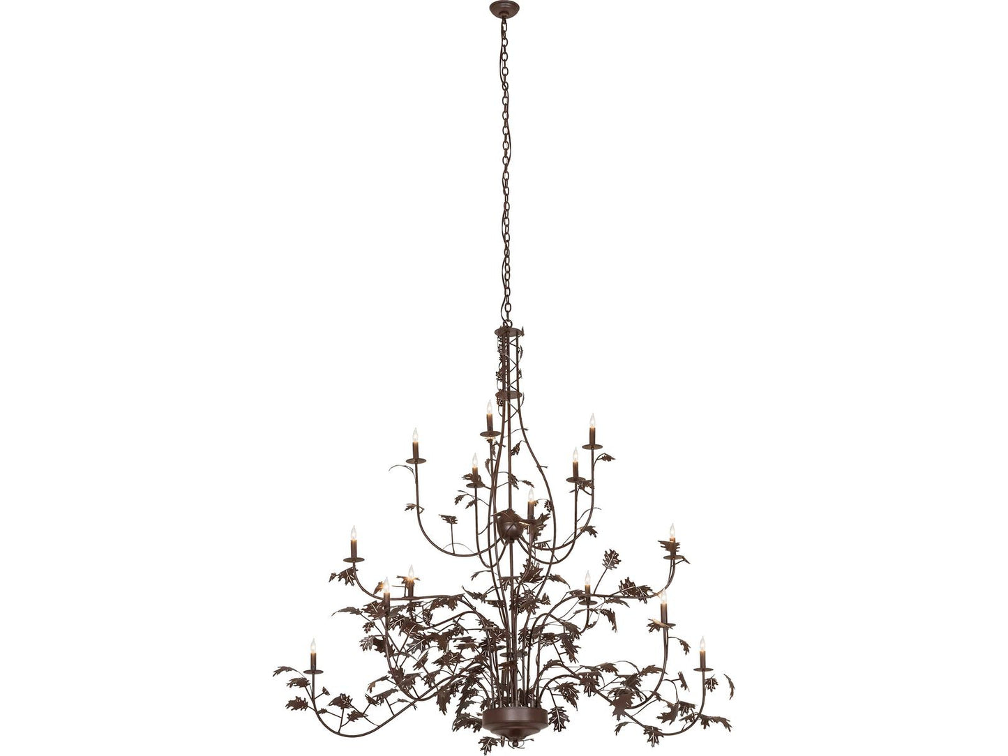 Meyda Oak Leaf 15-Light Traditional Tiered Chandelier in Cafe Noir