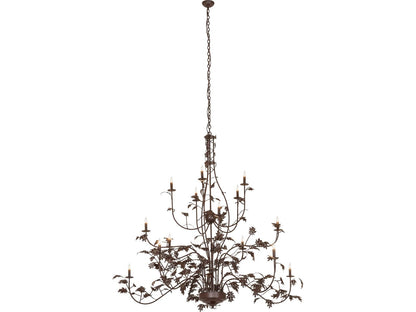 Meyda Oak Leaf 15-Light Traditional Tiered Chandelier in Cafe Noir