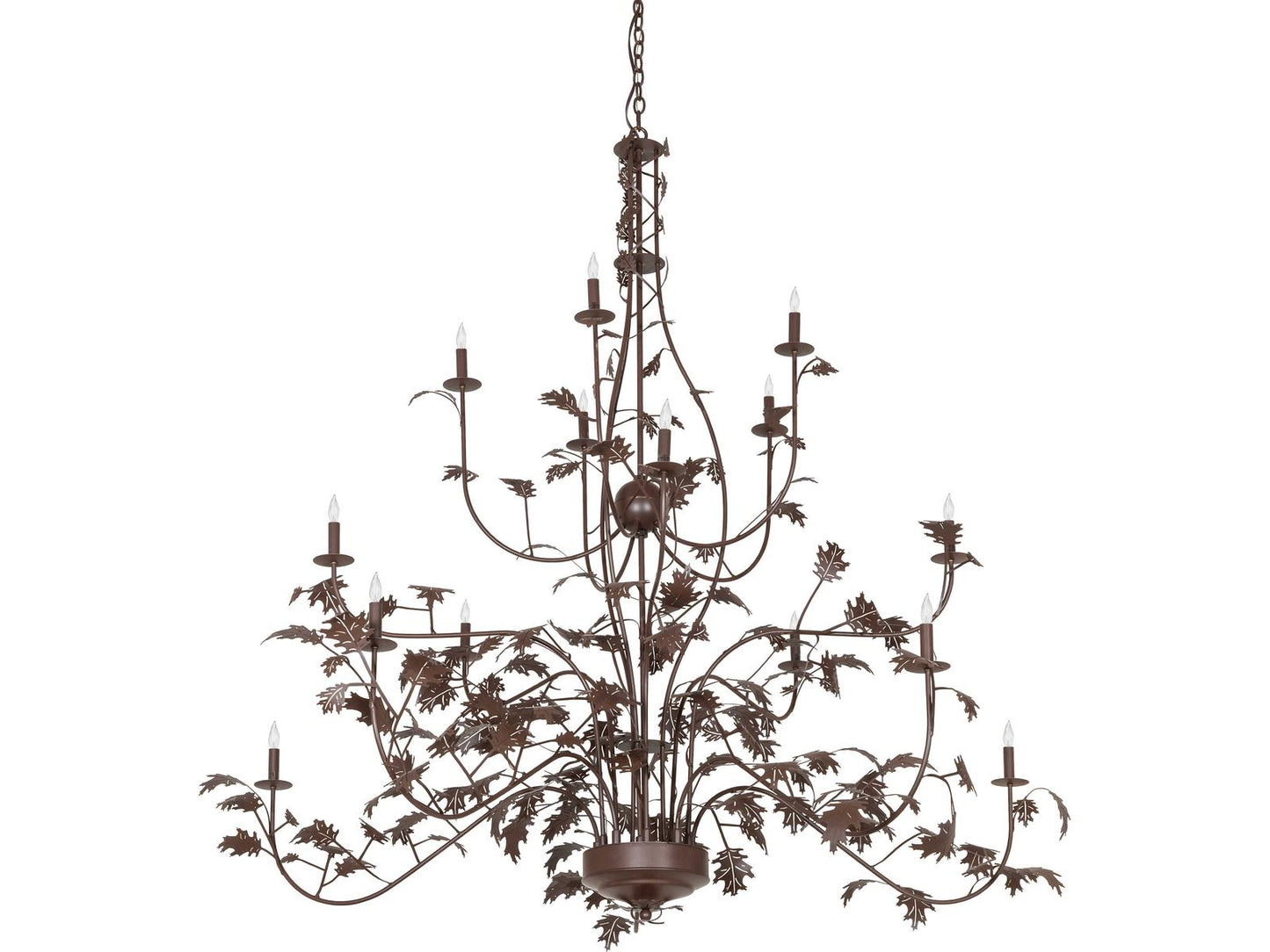 Meyda Oak Leaf 15-Light Traditional Tiered Chandelier in Cafe Noir