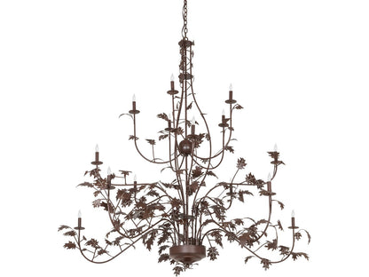 Meyda Oak Leaf 15-Light Traditional Tiered Chandelier in Cafe Noir