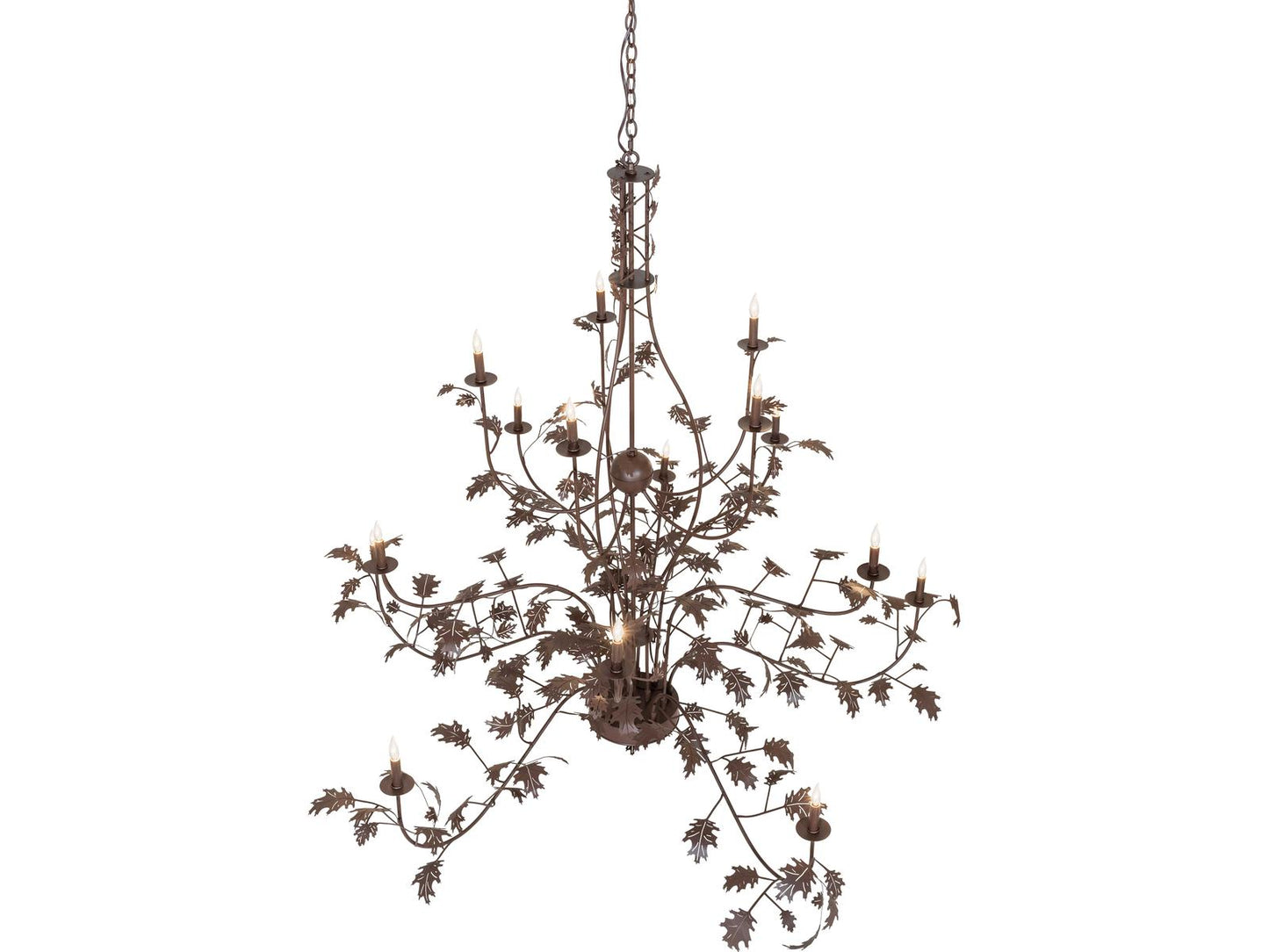 Meyda Oak Leaf 15-Light Traditional Tiered Chandelier in Cafe Noir