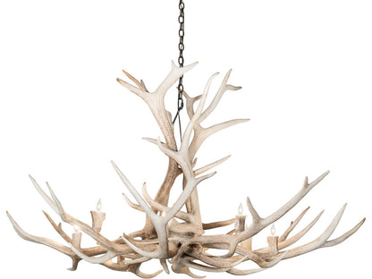 Meyda Antlers 8-Light Bleached Antler Chandelier in Off White
