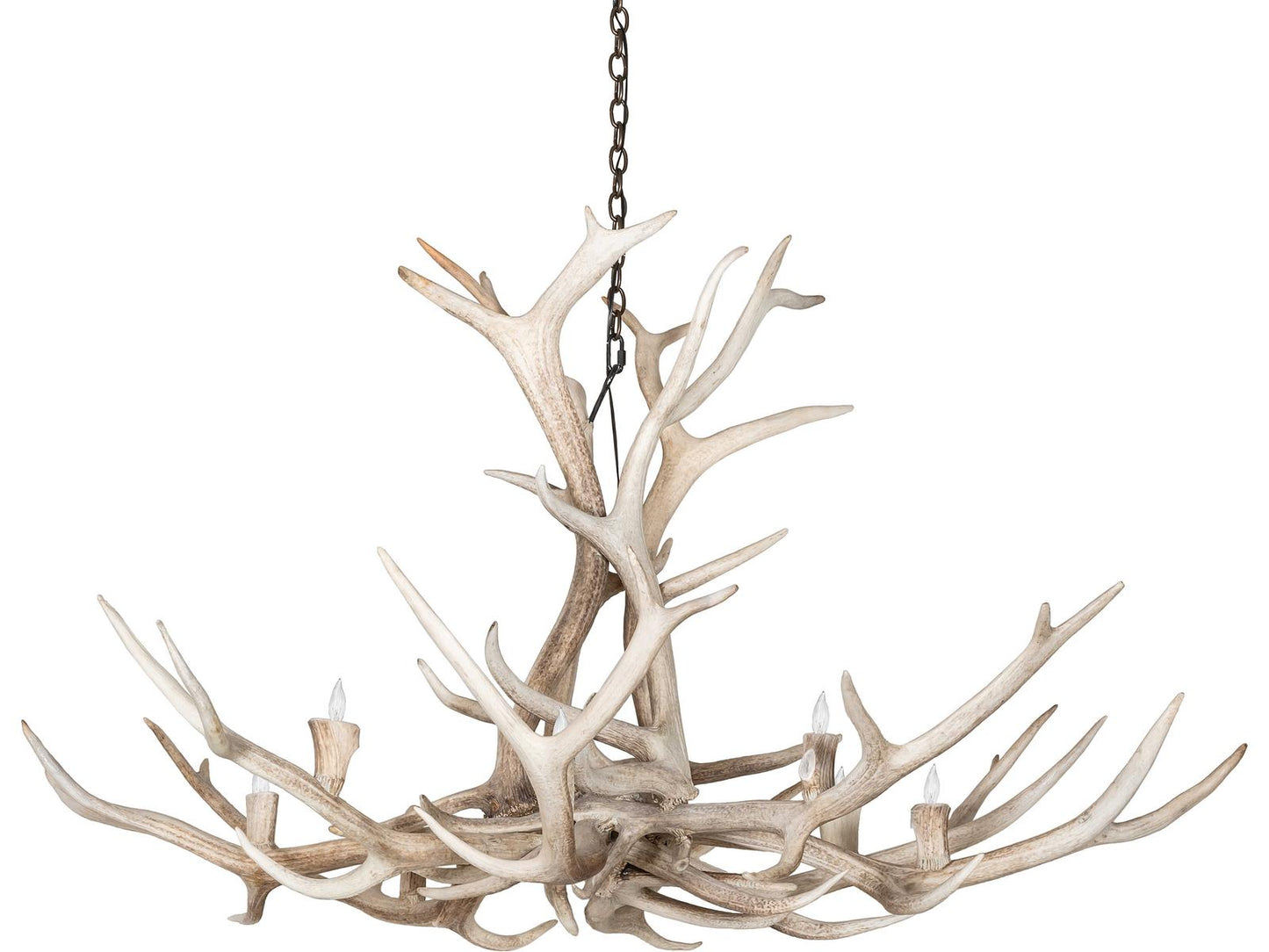 Meyda Antlers 8-Light Bleached Antler Chandelier in Off White