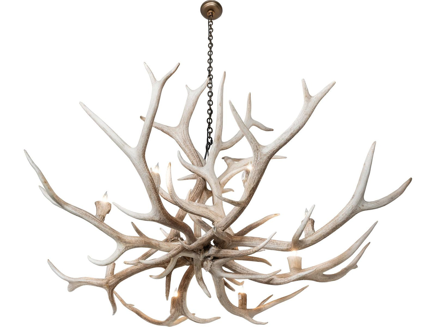 Meyda Antlers 8-Light Bleached Antler Chandelier in Off White