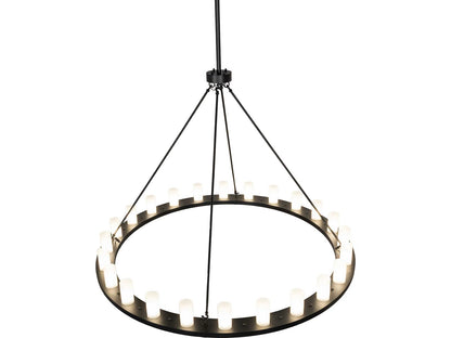 Meyda Loxley 24-Light Clear Frosted Glass Chandelier in Solar Black