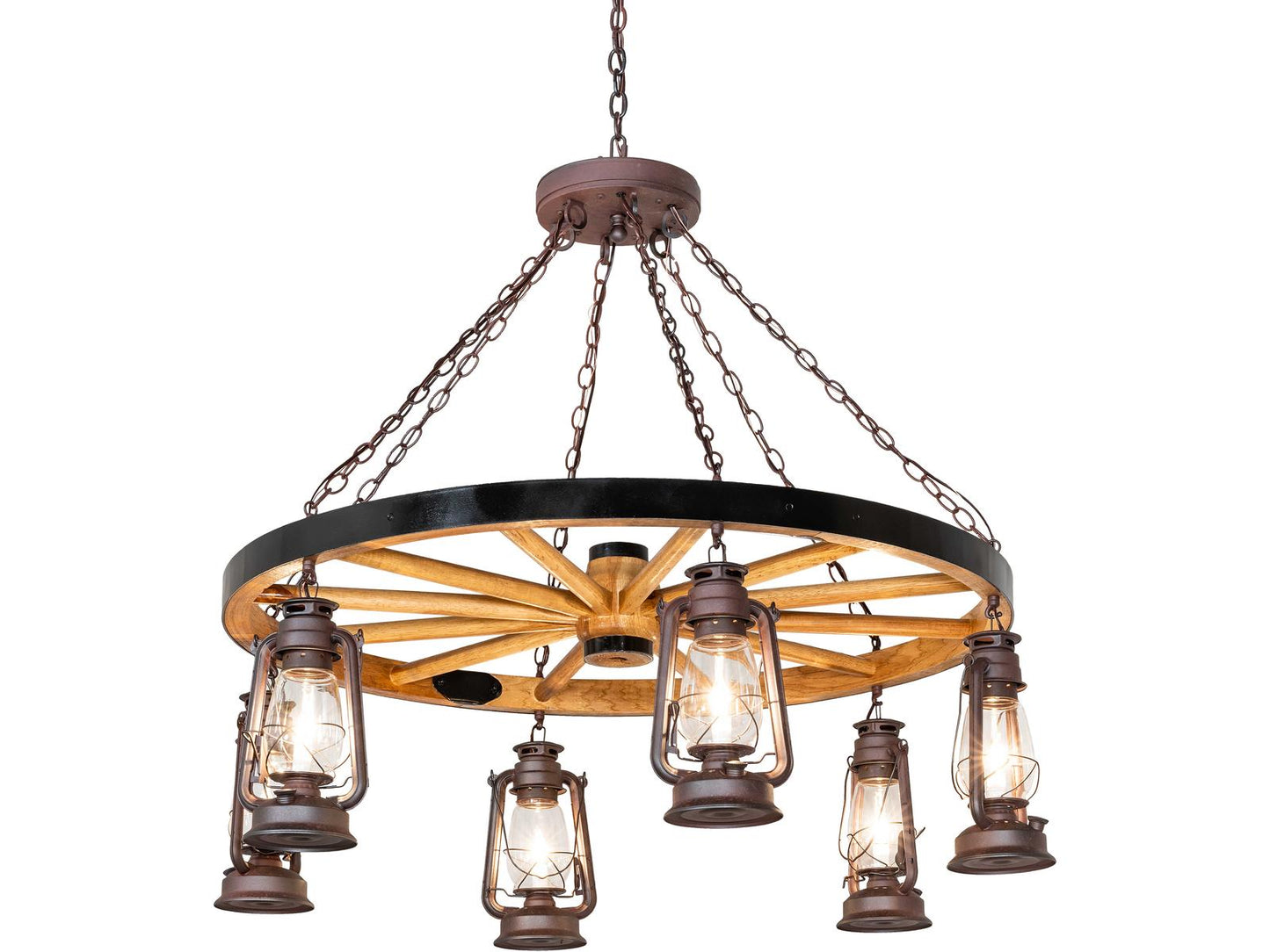 Meyda Miners Lantern 6-Light Square Chandelier in Uncle Julio Distressed Wrought Iron