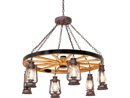 Meyda Miners Lantern 6-Light Square Chandelier in Uncle Julio Distressed Wrought Iron
