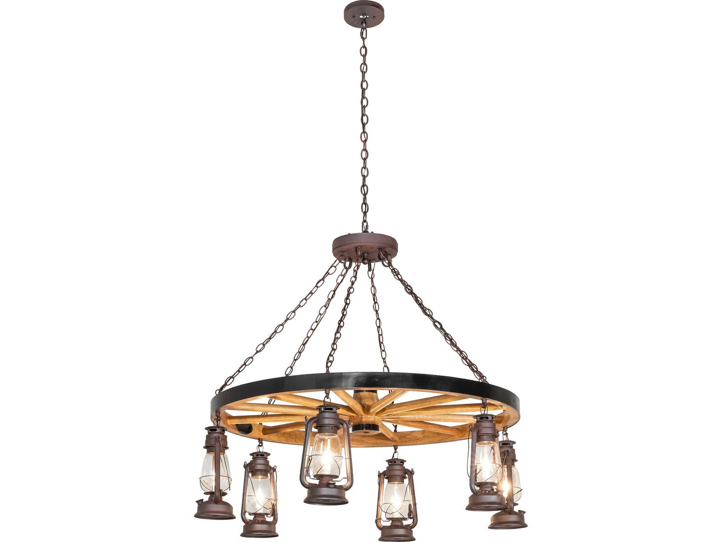 Meyda Miners Lantern 6-Light Square Chandelier in Uncle Julio Distressed Wrought Iron