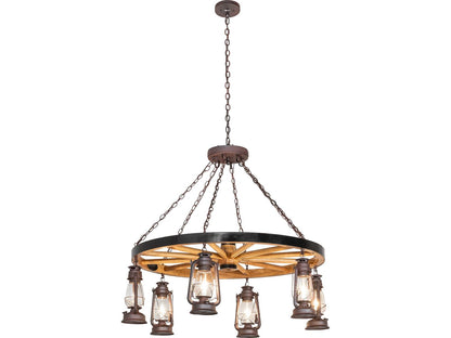 Meyda Miners Lantern 6-Light Square Chandelier in Uncle Julio Distressed Wrought Iron