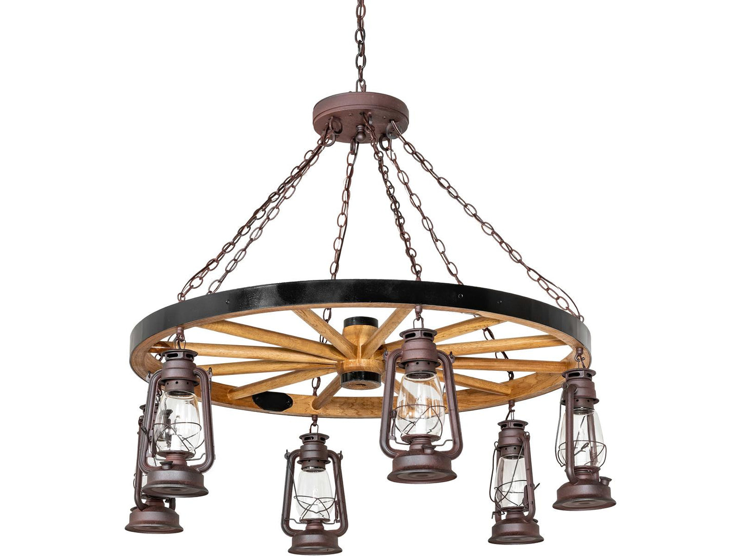 Meyda Miners Lantern 6-Light Square Chandelier in Uncle Julio Distressed Wrought Iron