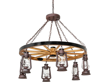 Meyda Miners Lantern 6-Light Square Chandelier in Uncle Julio Distressed Wrought Iron