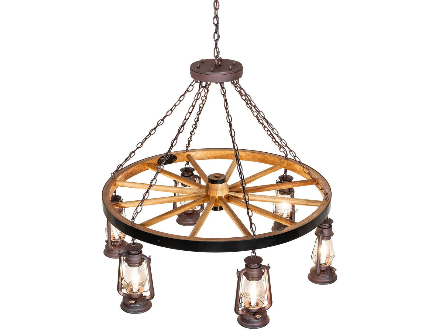 Meyda Miners Lantern 6-Light Square Chandelier in Uncle Julio Distressed Wrought Iron