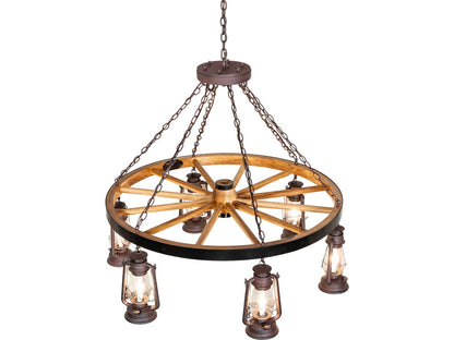 Meyda Miners Lantern 6-Light Square Chandelier in Uncle Julio Distressed Wrought Iron