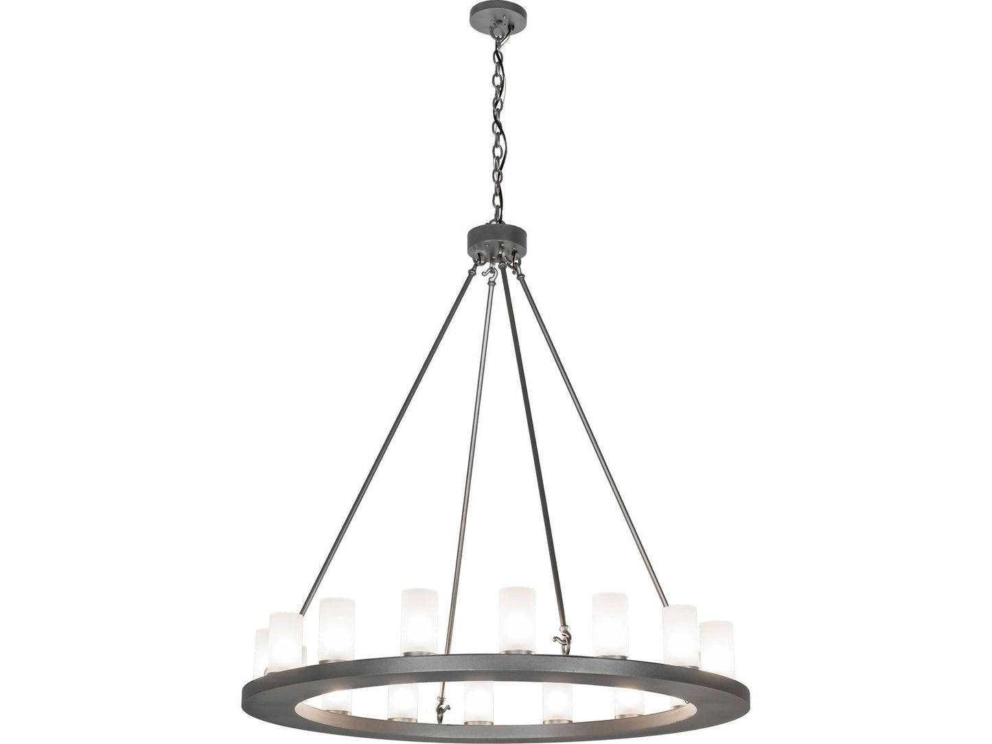 Meyda Loxley 16-Light Chandelier with Clear Frosted Glass and Blackened Pewter Finish