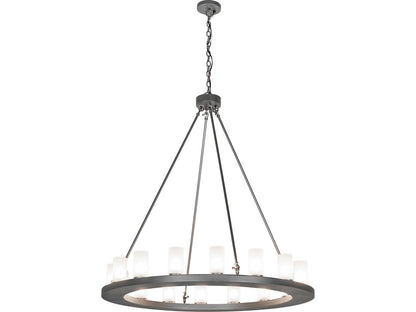 Meyda Loxley 16-Light Chandelier with Clear Frosted Glass and Blackened Pewter Finish